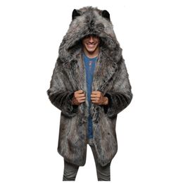 Men's Fur Faux Fur Men's Long Sleeve Fluffy Faux Fur Coat Mens Winter Warm Faux Fur Overcoat Long Thicken Soft Jacket Outerwear 231120