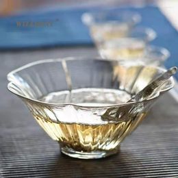 Wine Glasses WIZAMONY High Boron Silicon Glass Tea Bowl Household Water Set Drinkware Spoon
