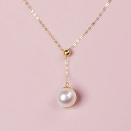 Pendant Necklaces NYMPH 18K Gold Necklace Natural Sea Water Pearl Pendant 8-8.5mm Pearl AU750 Women's Party Fine Jewelry231118