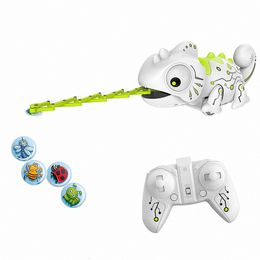 Electric/RC Animals RC Chameleon Lizard Pet 2.4 G Intelligent Toy Robot For Children Kids Birthday Gift Funny Toys Remote Control Reptile Animals 230420