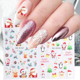 Stickers Decals Xmas Snowflakes 5D Embossed Nail Slider Santa Christmas Decal Manicure DIY Art SelfAdhesive Accessories 231120