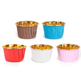 50st/Lot Paper Cake Mold Round -formad Muffin Cupcake Baking Mögel Kök Kök Matlagning Bakeware Maker Diy Cake Wedding Christmas Party Decorating Tools W0130