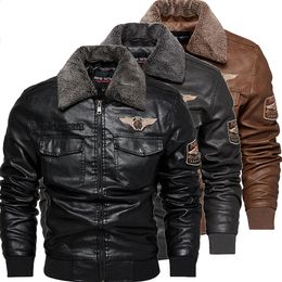 Men's Leather Faux Leather Men's Fleece PU Leather Jacket Patchwork Biker Jackets Casual Zipper Coat Male Motorcycle Jacket Slim Fit Fur Lined Outwear Coat 231118