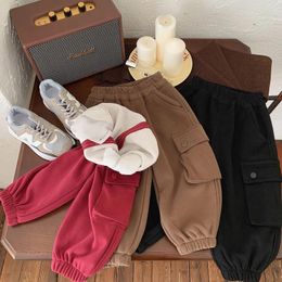 Trousers 2 To 12 Years High Waist Plus Velvet Boy's Pants Winter Autumn Fashion Casual Teen Kids Girls Children's Clothing