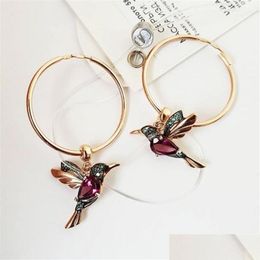 Hoop & Huggie Exquisite Bird-Shaped Hoop Pendant Crystal Earrings Tassel Bird For Womens Wedding Jewelry Drop Delivery Jewelr Dhgarden Otb3F