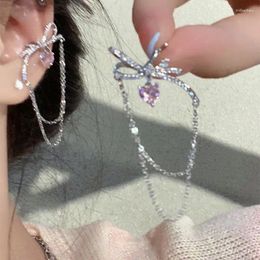 Backs Earrings Fairy Ear Bone Clip Elf One Full Drill Three-dimensional Flower Personality Bow Women Accessories