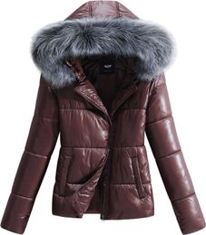 Women's Long Winter Coat With Metallic Shiny Solid Color Neck Warm Hair Collar Coat With Belt 6V2VO