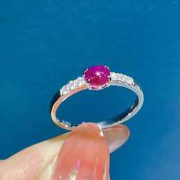 Cluster Rings LR514 Solid 18K Gold Nature Red Ruby Gemstones 0.5ct For Women Fine Jewellery Presents The Six-word Admonition