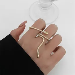 Cluster Rings Fashion Cool Snake Shape For Women Bijoux Adjustable Crystal Weddings Party Jewellery Gifts