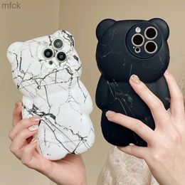 Cell Phone Cases Cute 3D Marble Texture Bear Phone Case For iPhone 13 12 11 Pro Max XS X XR 13Pro Soft Silicone Shockproof Protection Back Cover