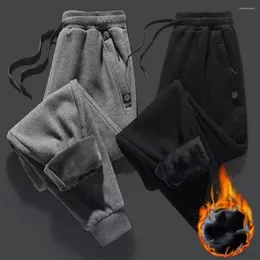 Men's Pants Ankle-banded Trousers Cosy Winter Joggers Elastic Waist Plush Ankle Length Warm Pockets For Sports Leisure Fleece