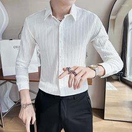 Men's Casual Shirts 4XL-M Autumn Fashion Long Sleeve For Men Clothing 2023 Slim Fit Prom Tuxedo Chemise Homme British Style 3XL-M
