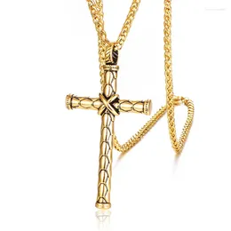 Pendant Necklaces Punk Stainless Steel Rune Cross Pendants Necklace For Men Rock Jewelry Drop