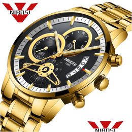 Wristwatches Quartz Watch Men Gold Black Mens Watches Top Brand Luxury Chronograph Sports Wristwatches Luminous Waterproof R Dhgarden Otlf4