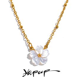 Pendant Necklaces Yhpup Fashion Natural Shell Flower Necklace Gift Stainless Steel Exquisite Chain Gold Senior Jewellery Bijoux 231120