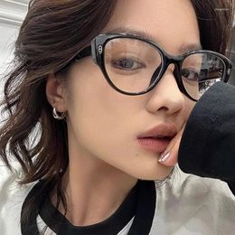 Sunglasses Korea Retro Cat Eye Glasses Frame Women Lovely Ins No Makeup Plain Men Eyewear Cute Decorative Computer