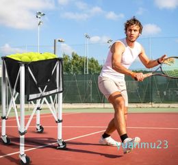 Pack Tennis Ball Basket with Wheel Tennis Hopper Cart Holds Balls, Portable Sports Teaching Cart on Wheels with Storage Bag Lightweight