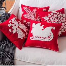 Pillow Red Christmas Cartoon Pattern Removable S Sofa Chair Bed Throw 45x45cm X'mas Festival Home Decor Cotton