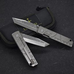 Top Quality A1898 Folding Knife Damascus Steel Tanto Blade TC4 Titanium Alloy Handle EDC Pocket Folder Knives Best Gift For Men