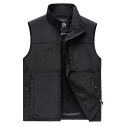 Men's Vests Sleeveless Summer Breathable Waistcoat Multipockets Jacket Outdoor Fishing Pography Travel Clothes 7XL 230420