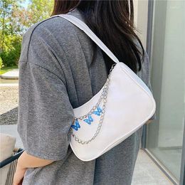 Evening Bags Fashion Women Butterfly Chain Shoulder Ladies Pure Colour Small Shopper Bag Purse Female Handbags PU Leather Hobo Clutch