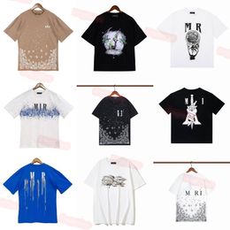 Mens T Shirt Designer Tshirt Limited Edition Couples Tees Street Wear Summer Fashion Brand Amirs Shirt Splash-ink Letter Print Short Sleeve Casual Loose Crewneck f12