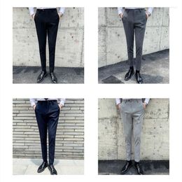 Men's Suits Formal Men Pants Office Trousers For Dress Slim Fit Embroidery Social Pantalones Hombre Costume Homme 4 Colours