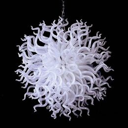 Hand Blown Glass Chandelier Lamps Dia32 40 Inches White Color Pendant Lights CE UL Certificate Crystal Chandeliers for Duplex Buil242Y