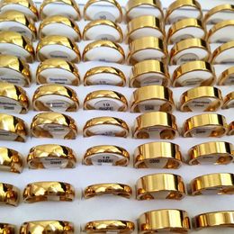 Cluster Rings 36pcslot High Polished Width 4mm 6mm 8mm Smooth Stainless Steel Rings For Men Women Simple Gold Plate Wedding Jewelry 230419