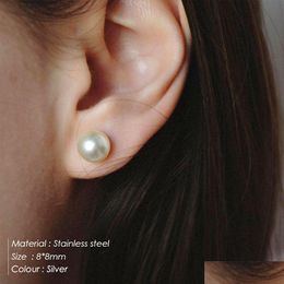 Stud Diameter Stud Earrings Sier Plated Women Imitation Pearl Hypoallergenic Earings Jewellery Drop Delivery Jewellery Earrings Dhgarden Otthe