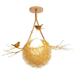 Chandeliers Cottagecore Bird'S Nest For Living Room Bar Dining Table Kitchen Island Loft Decor Hanging LED Lighting Fixtures