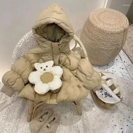Down Coat Children's Autumn Cotton Solid Colour Hooded Thick Warm Cardigan Bag Casual 2023 Kids Jackets Girls
