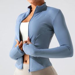 Active Shirts INLUMINE Stand-Up Collar Zipper Longsleeved Yoga Jacket With Thumb Buckle Slimming Fitness Clothings Running Sport Gym Top