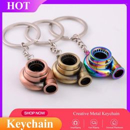 Keychains 1PC Rotatable Mini Turbine Turbocharger Keychain Car Modification Metal Auto Ring Keyring Stylish Accessories