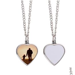 Pendants Sublimation Pendant Thermal Transfer Printing Necklace Urn Memorial Necklaces White Blank Diy Lovers Heart Ornament With Zz Dhjst