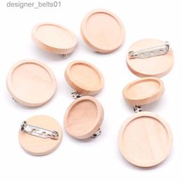 Pins Brooches 10pcs/lot Blank Wood Cabochon Brooch Base Settings 20 25 30 40mm Dia Round Bezel Tray Diy Brooches Pin Backs for Jewellery MakingL231120