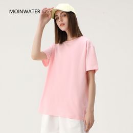 Womens TShirt MOINWATER Women Solid Cotton T shirts Female Dark Green Oversized Casual Soft Tees Unisex Short Sleeve Summer Tops MT2301 230420