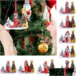 Christmas Decorations Festive Hangings Pendant Wooden Dog Drop Ornament Christmas Tree Puppy New Year Party Supplies Room Decoration D Dhdli