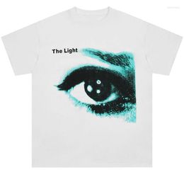 Men's T Shirts Hip Hop Shirt Harajuku Eye Letter Graphic Print Punk Streetwear Tshirt 2023 Men Fashion Summer Cotton Loose Gothic Top