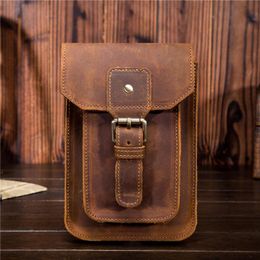 Waist Bags Men's Mobile Phone Bag Kraft Double Retro Pocket
