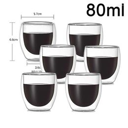 Wine Glasses 2/4/6Pcs Heat-Resistant Double Wall Glass Cup Milk Coffee Set Handmade Beer Tumbler Mug Tea Mugs Transparent Drinkware Gift