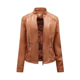 Women's Leather Spring Autumn Coat Ladies Black Red Brown Green Veste Femme Faux Jacket Women Fashion Casual Jackets For