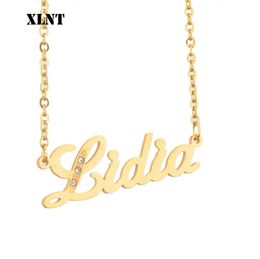 Pendant Necklaces XLNT Lidia Name Necklace Personalised Womens Customised Jewellery Gift Letter Board 231120