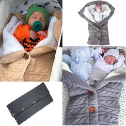 Blankets Born Baby Winter Warm Sleeping Bags Infant Button Knit Swaddle Wrap Swaddling Stroller Toddler