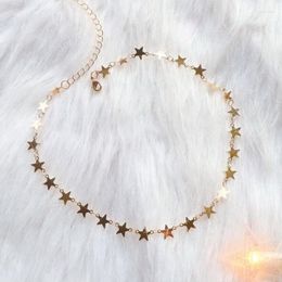 Choker Fashion Gothic Copper Stars Necklaces For Women Unique Design Short Clavicle Chain Necklace Collares Neck Jewellery