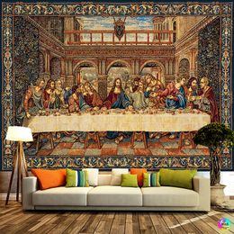 Tapestries Jesus The Last Supper Tapestry Christmas Wall Easter Decor Room Christ Home ation Large Fabric Vintage 230419