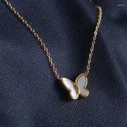 Pendant Necklaces Exquisite Gold Plated Stainless Steel Butterfly Necklace White Shell For Women Items