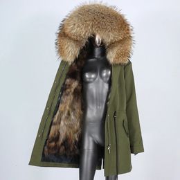 Women's Fur Faux Fashion Real Coat Winter Jacket Women Parka Waterproof Natural Collar Hood Thick Warm Raccoon Liner 231120