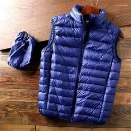 Men's Vests Winter Men Duck Down Vest 2023 Coat Ultralight Sleeveless Puffer Jacket Ultra Thin Warm Lightweight Waistcoat