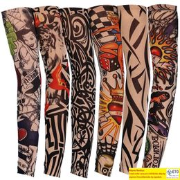 Nylon Elastic Temporary Tattoo Sleeve Outdoor Driving Riding Arm AntiUV Sunscreen Sleeve Breathable Fashion Designer Arm Stockings HHA760